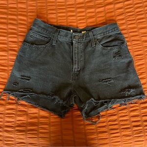 Levi’s Distressed Black Denim Shorts